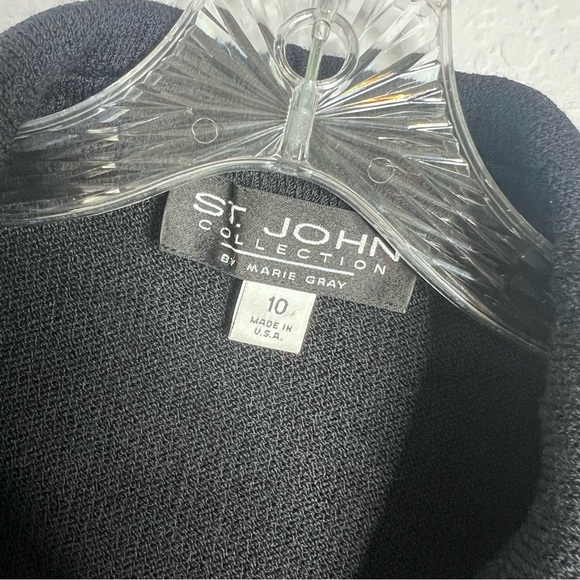 St. John Blazer Women 10 Santana Knit Black Button Down Jacket C2 - Picture 5 of 9